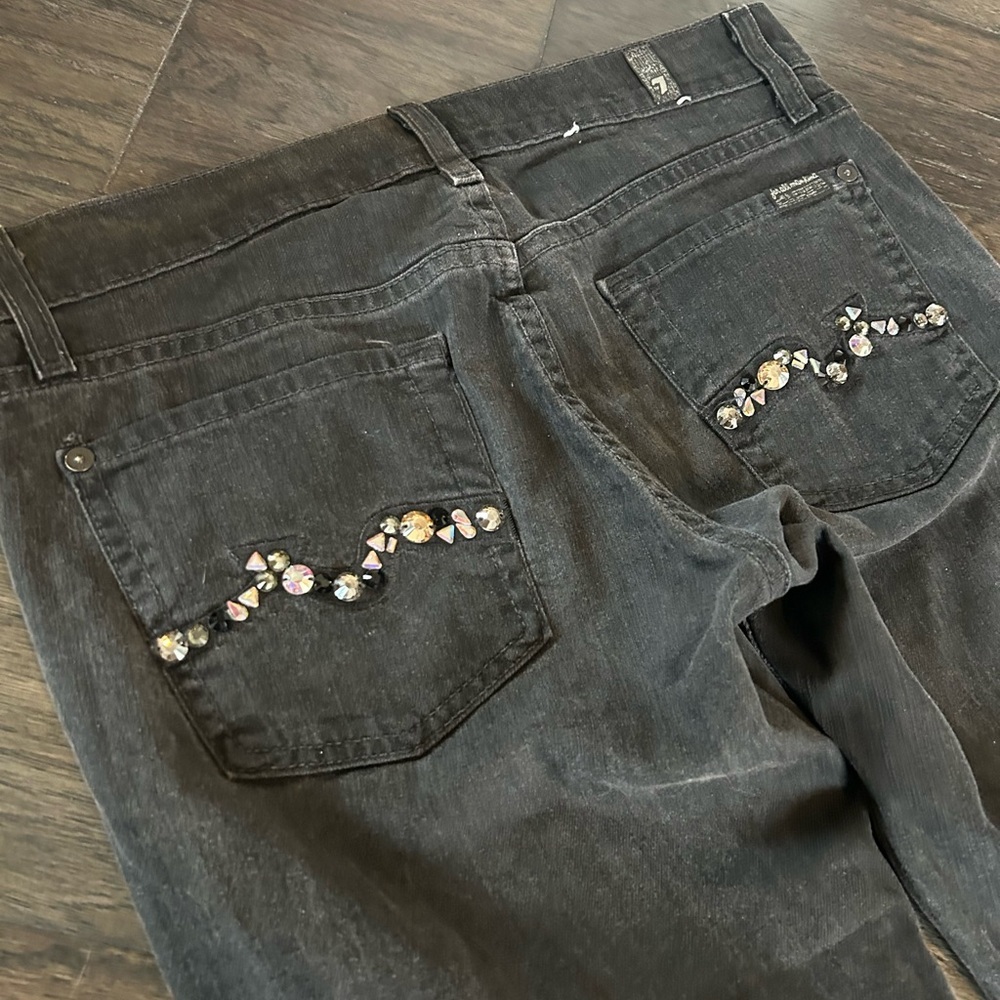 7 For All Mankind Roxanne Slim Fit Black Jeans | Rhinestone Pockets | Size 26 - Picture 4 of 4